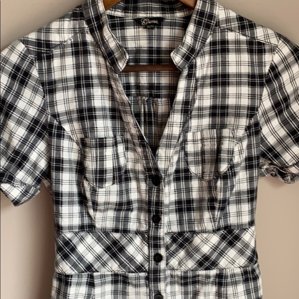 Guess Short Sleeve Plaid Shirt Dress SZ M - Picture 2 of 5